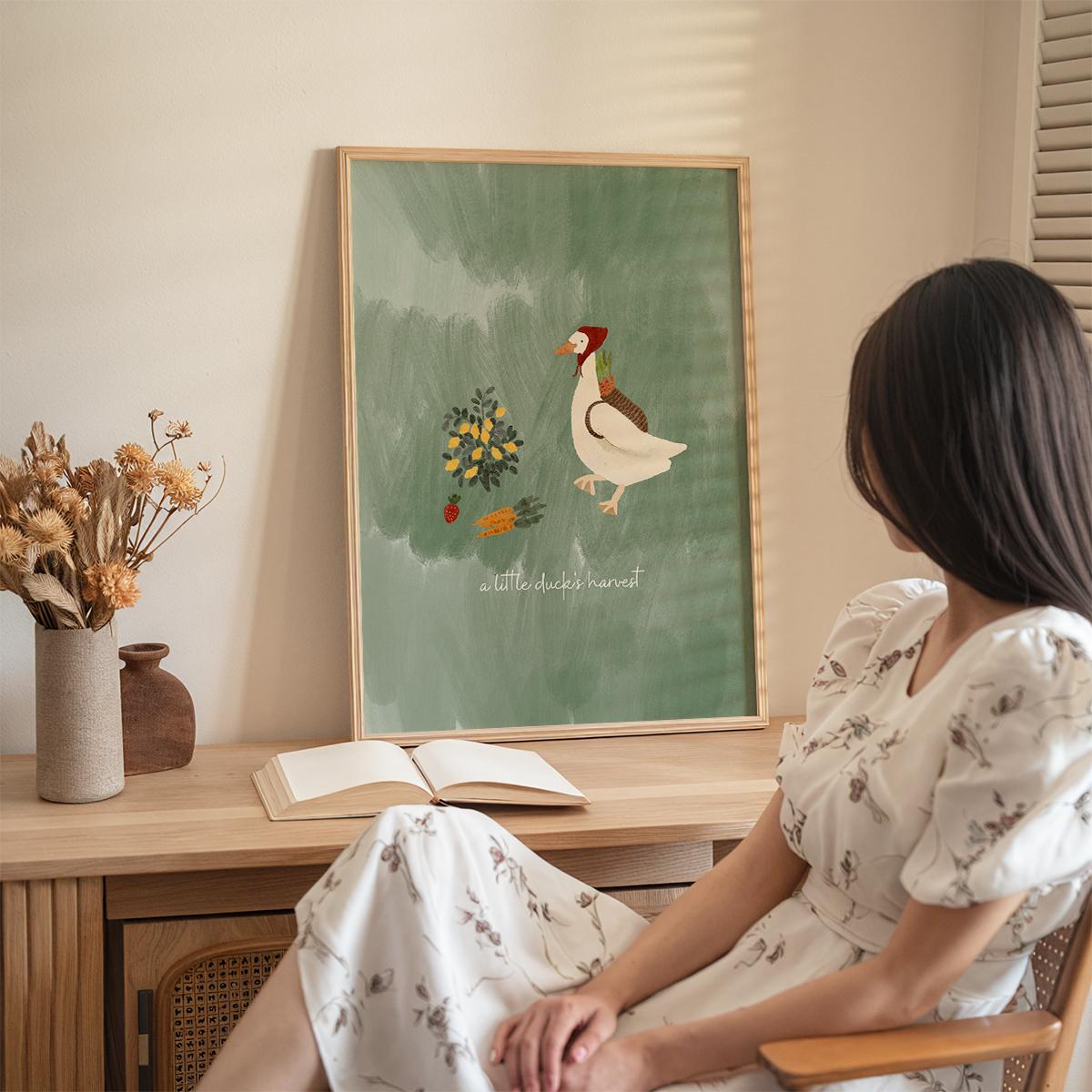 풀밭 친구들 오리의 수확시간 포스터 - a little ducki's harvest