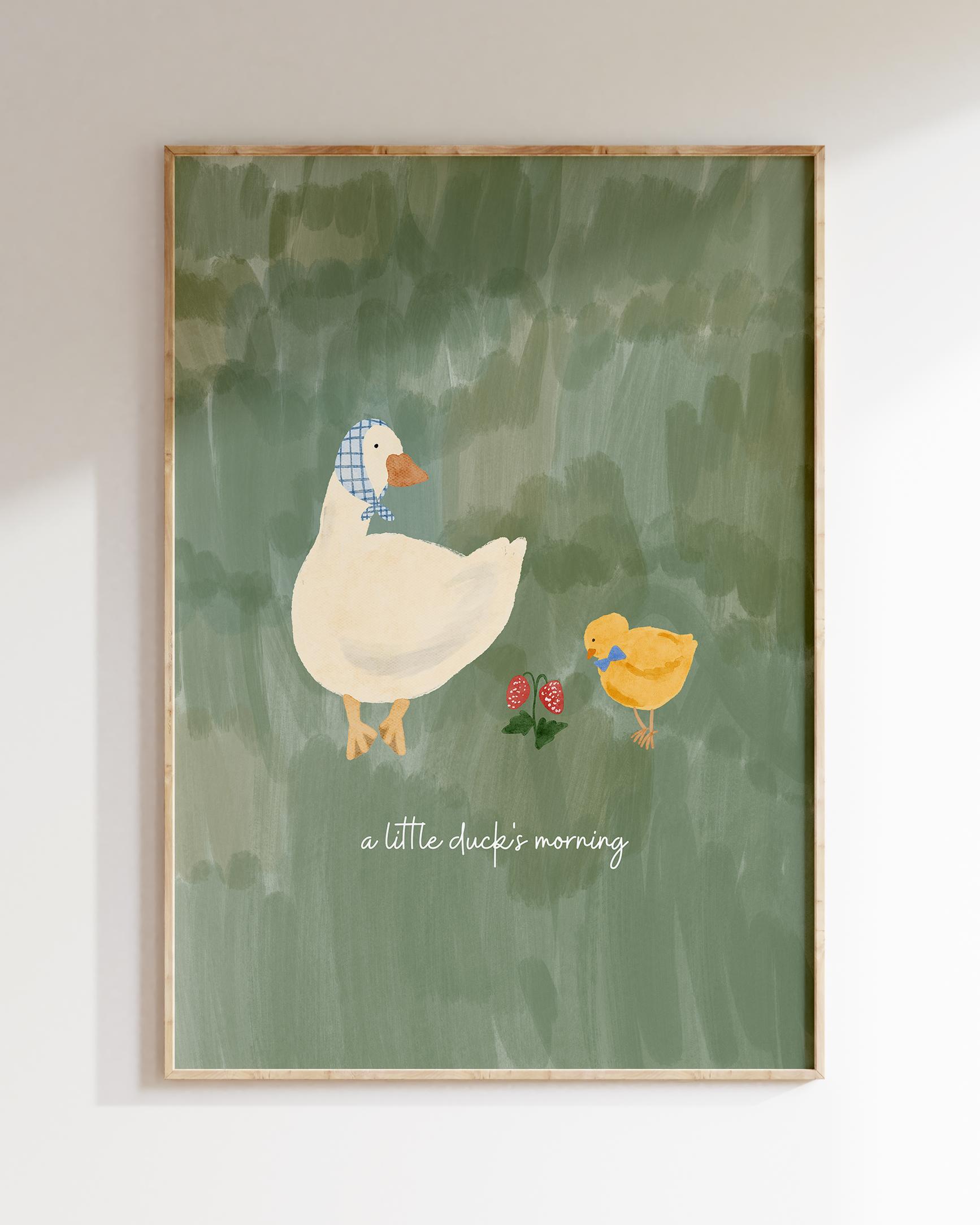 풀밭 친구들 아기 오리의 아침 포스터 - a little duck's morning