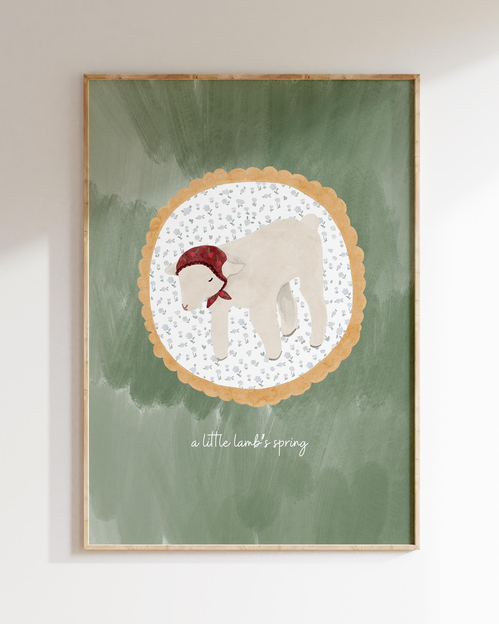 풀밭 친구들 봄을 닮은 아기 양 포스터 - a little lamb's spring