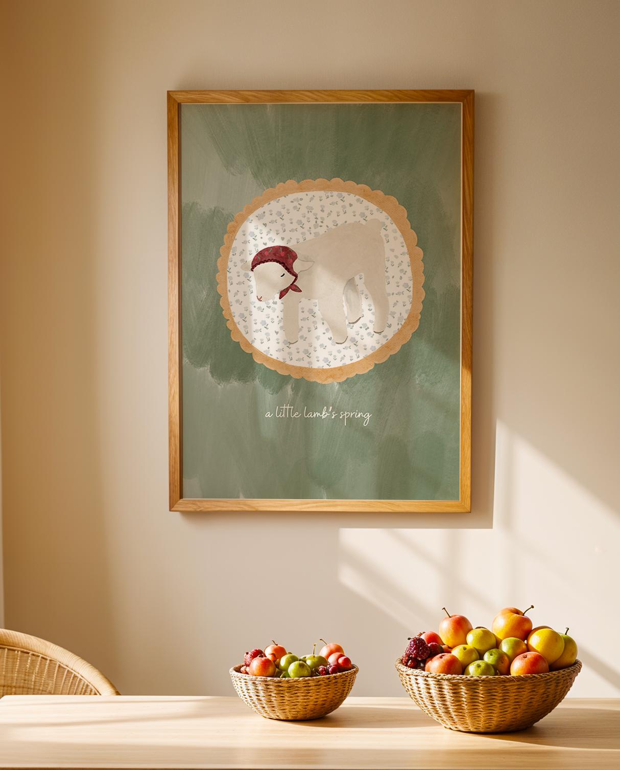 풀밭 친구들 봄을 닮은 아기 양 포스터 - a little lamb's spring