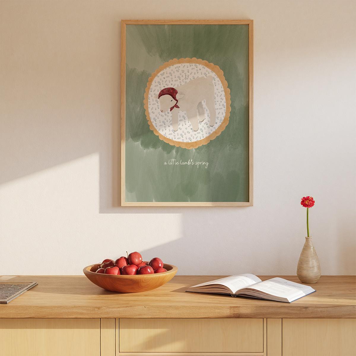 풀밭 친구들 봄을 닮은 아기 양 포스터 - a little lamb's spring